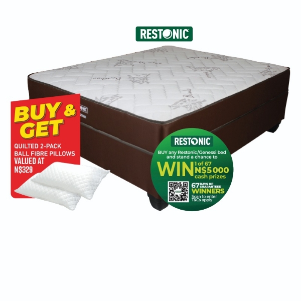Picture of Restonic Tasman 152cm Queen Firm Base Set + 2 Pillows
