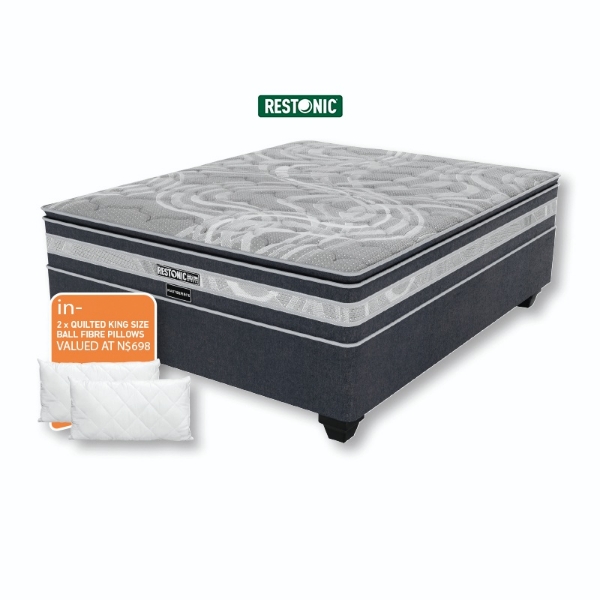 Picture of Restonic Masterpiece 152cm Queen Plush Base Set + 2 Pillows